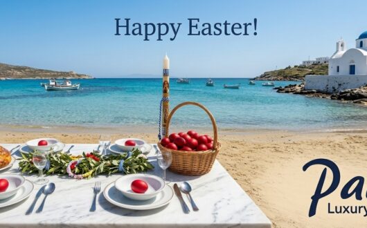 Light, sea, and spring wishes from the heart of Paros! 🕯️🌸